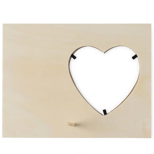 24 Pack: 8.5" x 6.5" Wood Frame with Heart Opening by Make Market®
